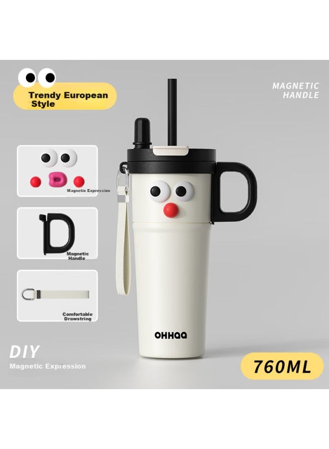 Ohhaa Insulated Mug Large Capacity Straw For Men And Women Stylish Office Car Portable Ice Coffee Cup Birthday Gift - Image 5
