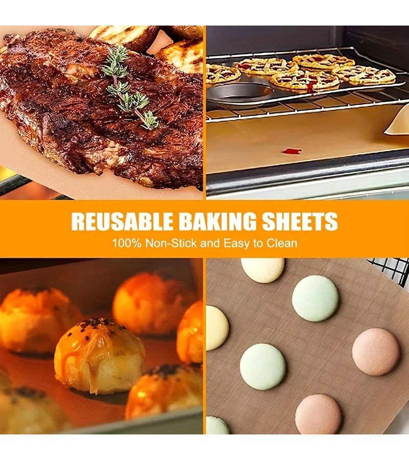 3pcs Brown 15.75x23.62in High Temperature Resistant Reusable Baking Mat Oil Proof Non Stick Oven Liner - Image 5