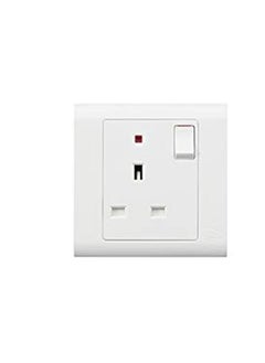 MK Mk 13A 1Gang Sp Switch Socket With Neon Mv2657Whi 