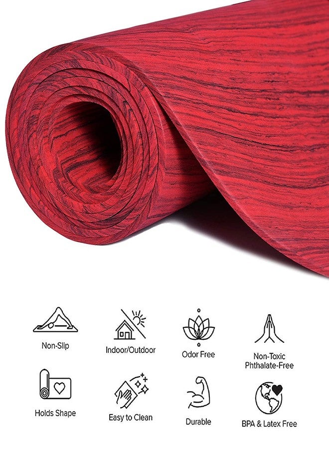 TIB® Yoga Mat for Yoga Exercise and Gym Workout with Carry Bag, Anti-Slip/Anti Skid Yoga Mat for Men & Women Fitness, 4MM Thickness, RED - Image 2