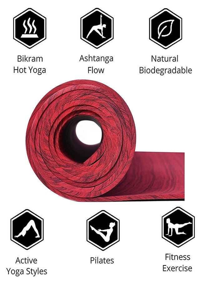 TIB® Yoga Mat for Yoga Exercise and Gym Workout with Carry Bag, Anti-Slip/Anti Skid Yoga Mat for Men & Women Fitness, 4MM Thickness, RED - Image 3