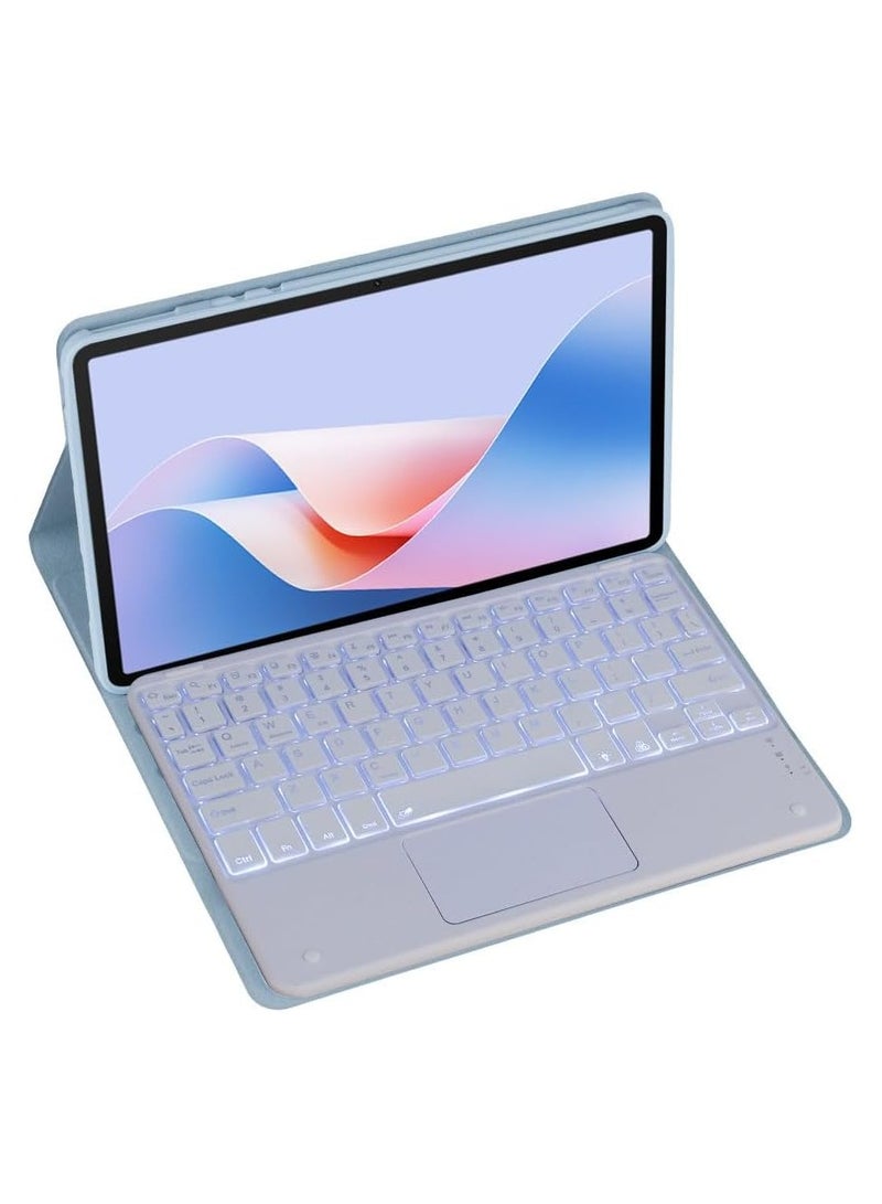 عام "لوحة مفاتيح مضيئة عربية/إنجليزية متوافقة مع Honor Pad X8a 11 بوصة (2024) - لوحة مفاتيح لاسلكية لمسية مضيئة قابلة للفصل مغناطيسيًا مع غطاء"
