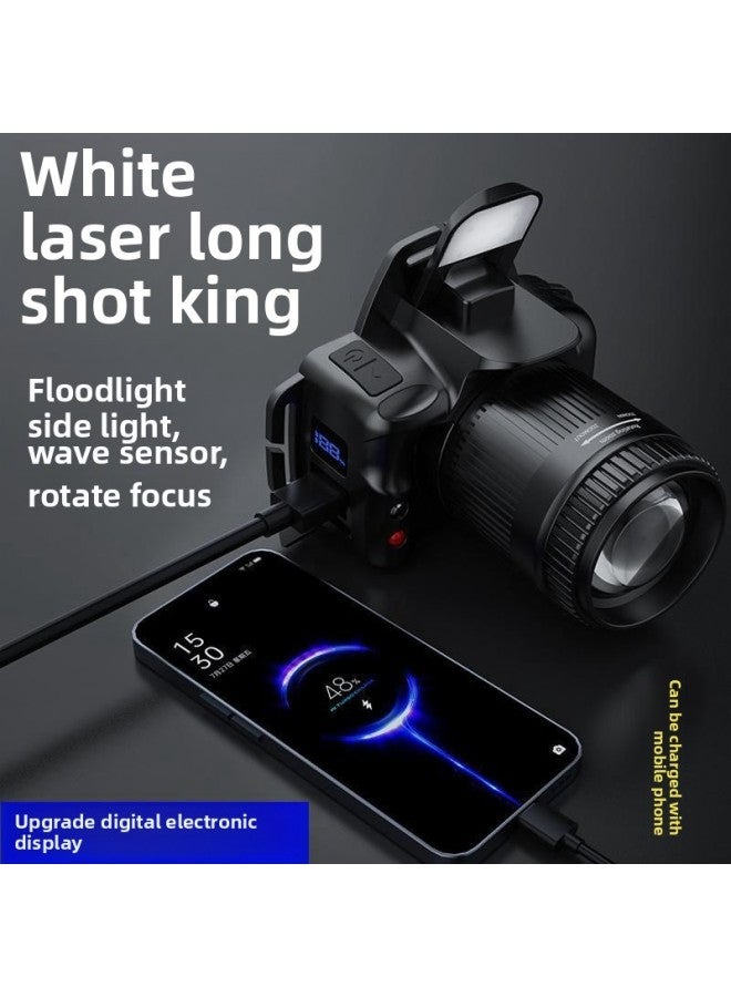 Outdoor White Laser Induction Headlight COB Red Warning Light With Digital Display Long Endurance Super Bright Night Running Fishing Headlight-Color:T668  - Image 3