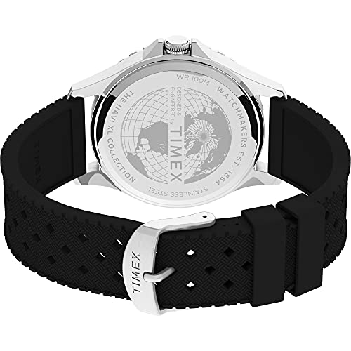 TIMEX ساعة تيمكس للرجال نافي XL 41 مم - علبة من الفولاذ المقاوم للصدأ بقرص أسود مع حزام قماش أسود قابل للتعديل - Image 2