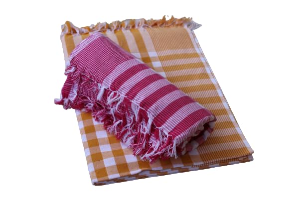 ASH Traders Cotton Chex Bath Towel Combo 300 GSM (Set of 2, Multicolor, 90 cm x 180 cm) Suitable for all men and women. Feel soft cotton - Image 1