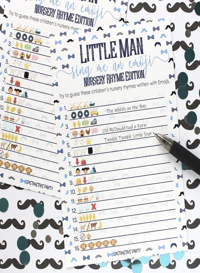 DISTINCTIVS Little Man Baby Shower Emoji Game, Blue Boy Baby Shower Games - 20 Cards - Image 2