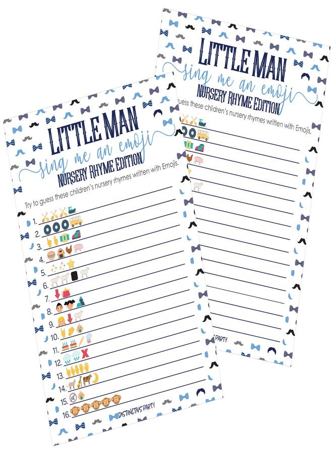 DISTINCTIVS Little Man Baby Shower Emoji Game, Blue Boy Baby Shower Games - 20 Cards - Image 1