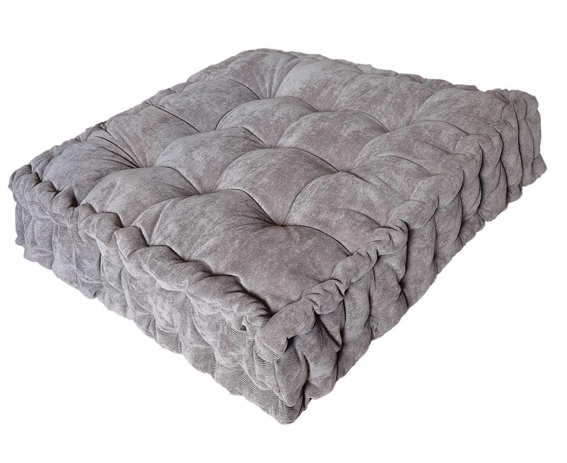 Verpert Floor Pillow 25x25 Inch Square Meditation Cushion Floor Seating for Adults Oversized Tufted seat Cushion Reading Nook for Kids Yoga Meditation Pillow for Sitting on FloorGray