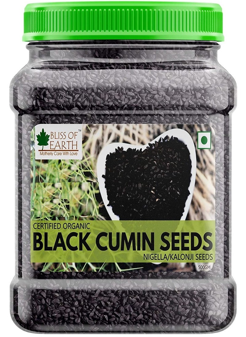 BLISS OF EARTH Certified Organic Nigella Kalonji Black Cumin Seeds 500GM  - Image 1