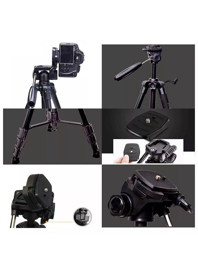 Jmary 2234 Professional Aluminium Alloy Tripod Stand – Adjustable Height with 3-Way Swivel Pan Head & Quick Release Plate – Lightweight & Stable Tripod for DSLR, Mirrorless & Mobile Photography – Black  - Image 3