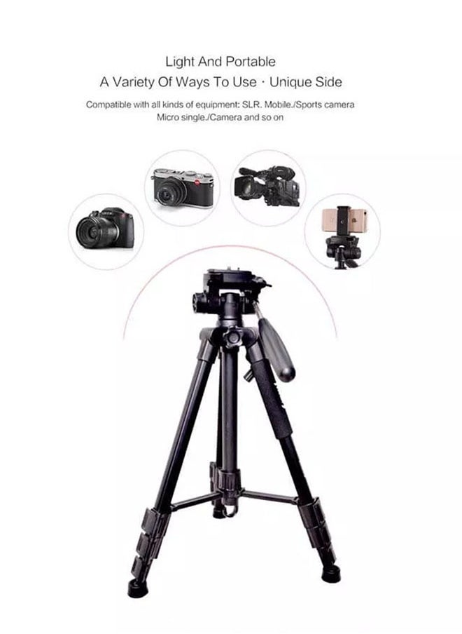 Jmary 2234 Professional Aluminium Alloy Tripod Stand – Adjustable Height with 3-Way Swivel Pan Head & Quick Release Plate – Lightweight & Stable Tripod for DSLR, Mirrorless & Mobile Photography – Black  - Image 2