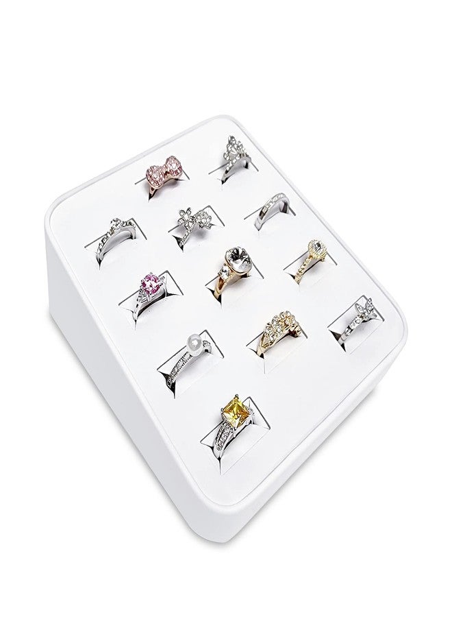 MOOCA 12 Slots Ring Tray Display, Slotted Ring Showcase Display Jewelry Organizer, Jewelry Tray for Showcase trade Show, Premium White Leatherette - Image 1