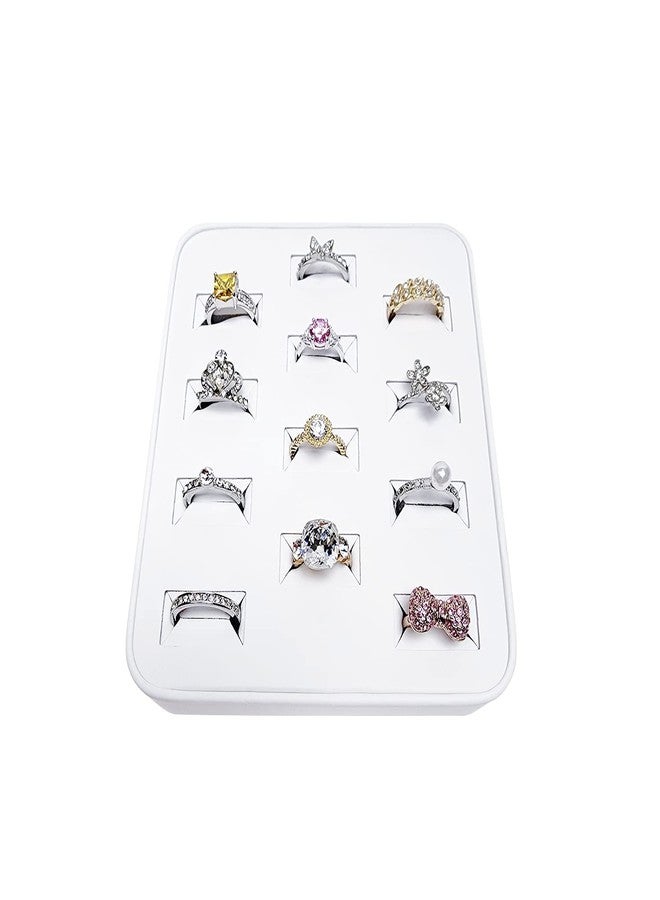 MOOCA 12 Slots Ring Tray Display, Slotted Ring Showcase Display Jewelry Organizer, Jewelry Tray for Showcase trade Show, Premium White Leatherette - Image 5