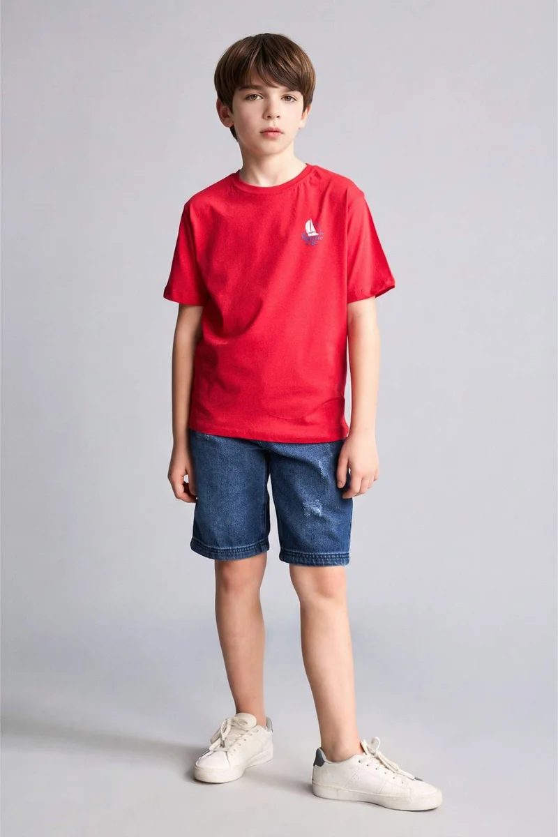 ديفاكتو New Regular Fit Printed Short Sleeve T-Shirt