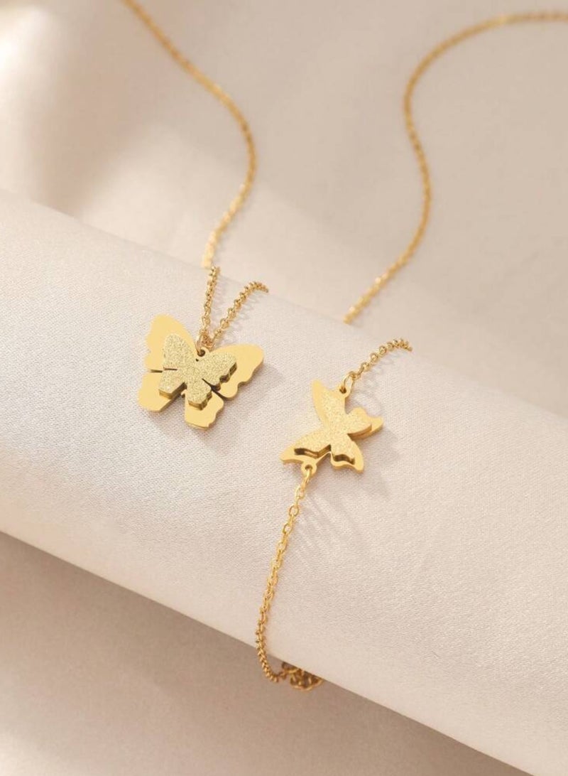 إيكوال طقم اكسسوارات نسائي مصنوع من الاستانلس ستيل المطلي باللون الذهبي - Image 5