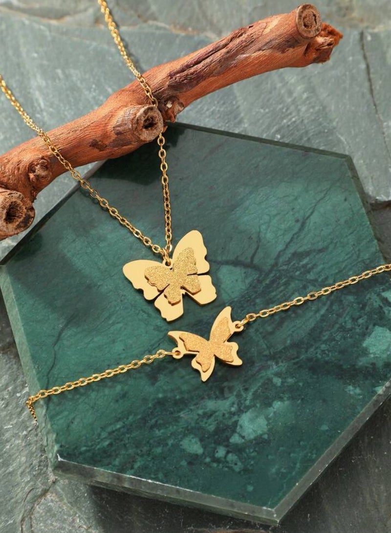 إيكوال طقم اكسسوارات نسائي مصنوع من الاستانلس ستيل المطلي باللون الذهبي - Image 3