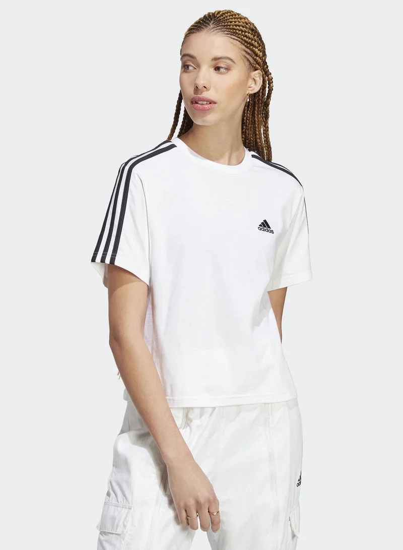 Adidas Essentials 3-Stripes Single Jersey Crop Top