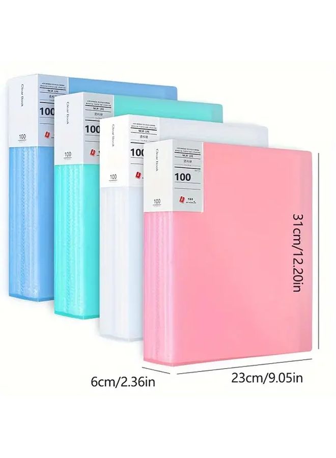 Pink And White Waterproof Document Folder With 100 Pockets For Storage Organization - Image 2
