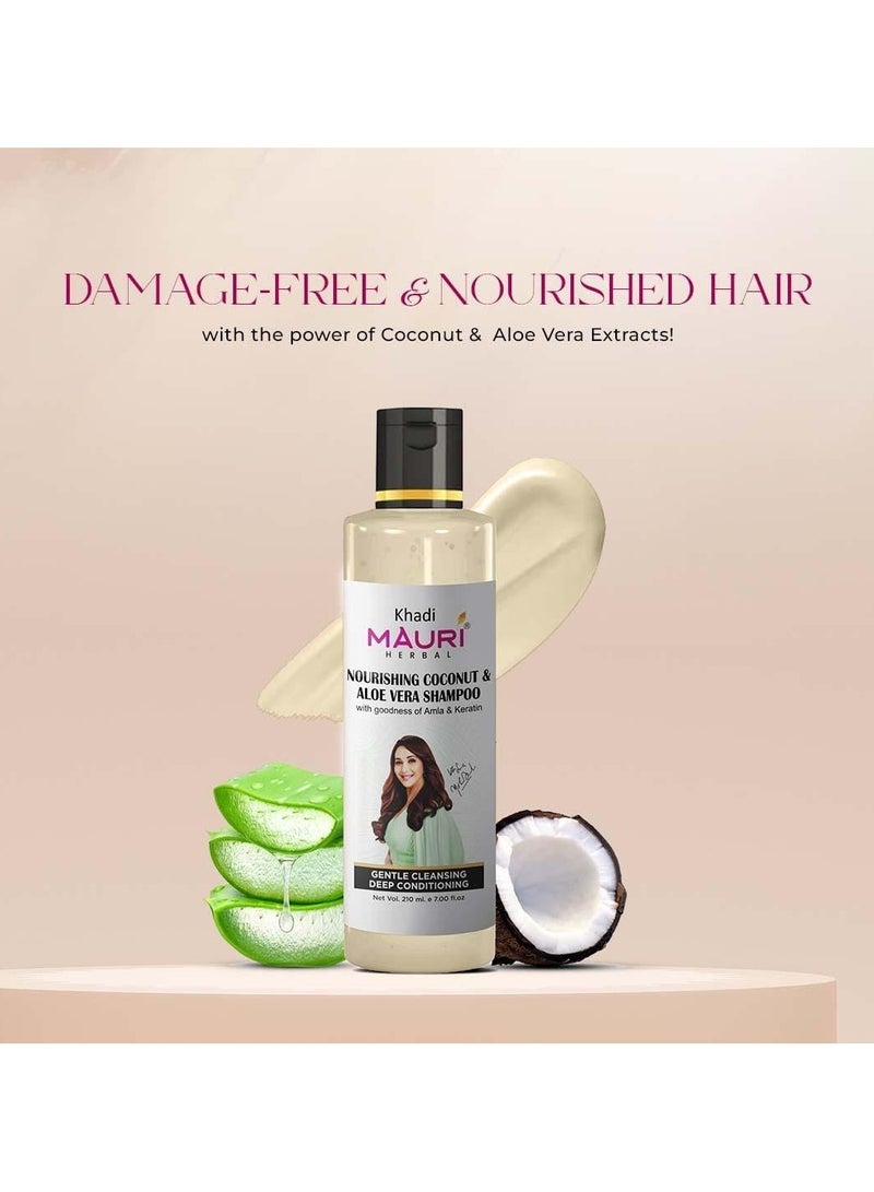 Khadi Mauri Herbal Nourishing Coconut & Aloe Vera Shampoo | Prevents Hairfall, Boosts Shine | Ideal for Men & Women | Sles & Paraben Free | 210 ml - Image 2