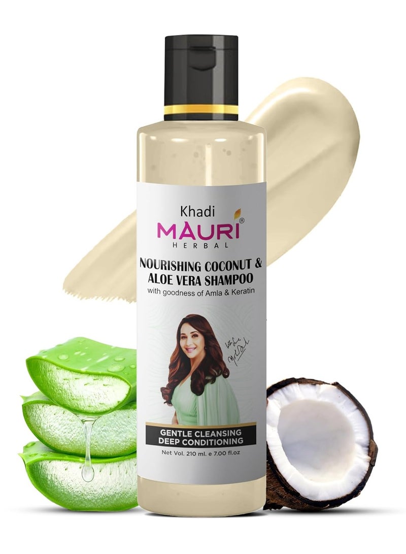 Khadi Mauri Herbal Nourishing Coconut & Aloe Vera Shampoo | Prevents Hairfall, Boosts Shine | Ideal for Men & Women | Sles & Paraben Free | 210 ml - Image 1