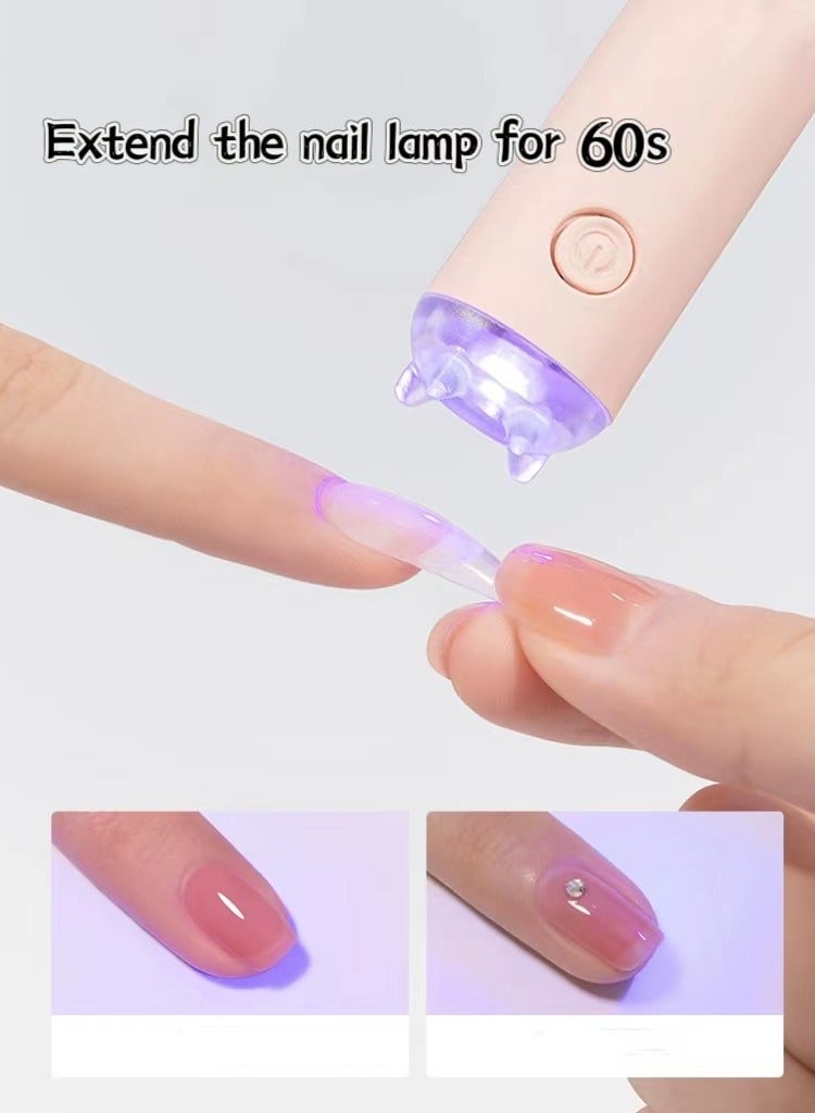 1pcs UV Gel Nail Lamp, Mini Handheld LED Nail Lamp, USB Wireless Portable Nail Dryer, Quick Dry Nail Lamp, Pink (Extra Model) - Image 2