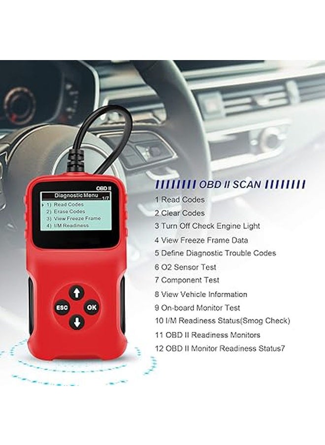 قارئ أكواد السيارة OBD2، قراءة أكواد التخليص، عرض بيانات الإطار المجمد، جاهز للفحص والاختبار * أداة فحص تشخيص CAN لبروتوكول OBDII