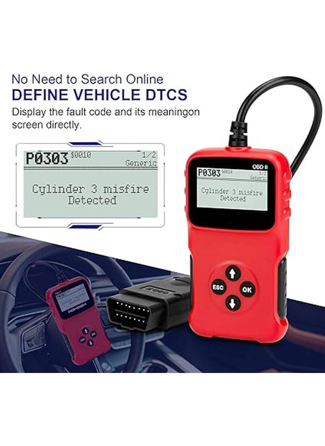 قارئ أكواد السيارة OBD2، قراءة أكواد التخليص، عرض بيانات الإطار المجمد، جاهز للفحص والاختبار * أداة فحص تشخيص CAN لبروتوكول OBDII