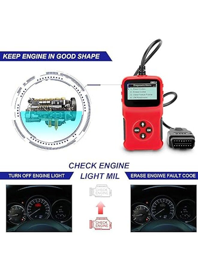 قارئ أكواد السيارة OBD2، قراءة أكواد التخليص، عرض بيانات الإطار المجمد، جاهز للفحص والاختبار * أداة فحص تشخيص CAN لبروتوكول OBDII