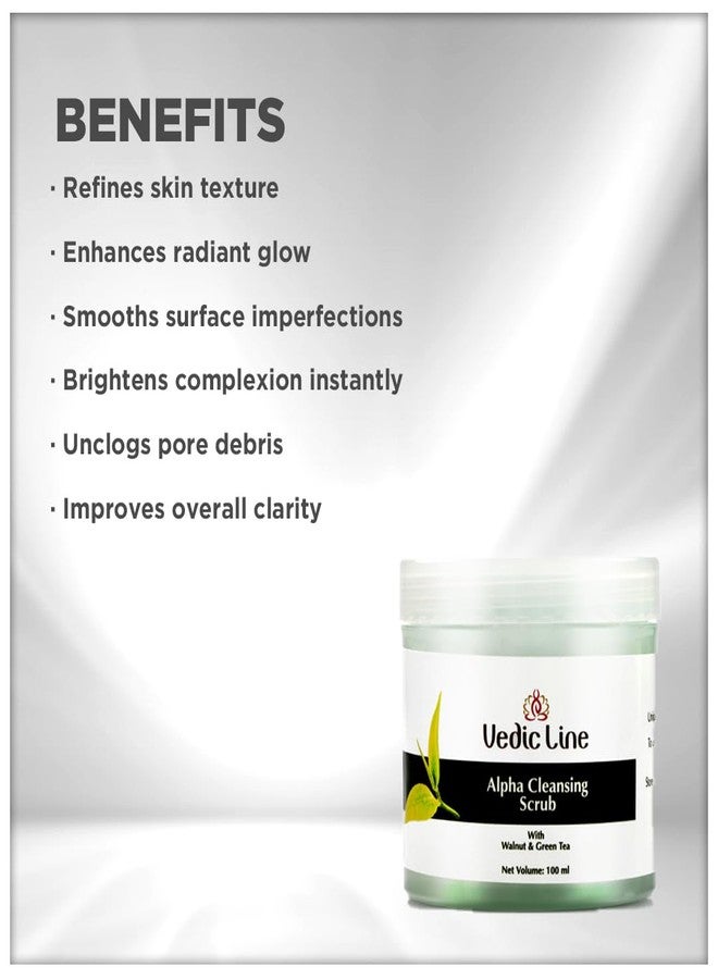 Vedic Line Vedicline Alpha Cleansing Scrub, Reduce Blackheads, Whiteheads & Clog Pores with Cocoa Powder, Caramel, Walnut Shell Powder for Nourished Skin, 100ml - Image 2