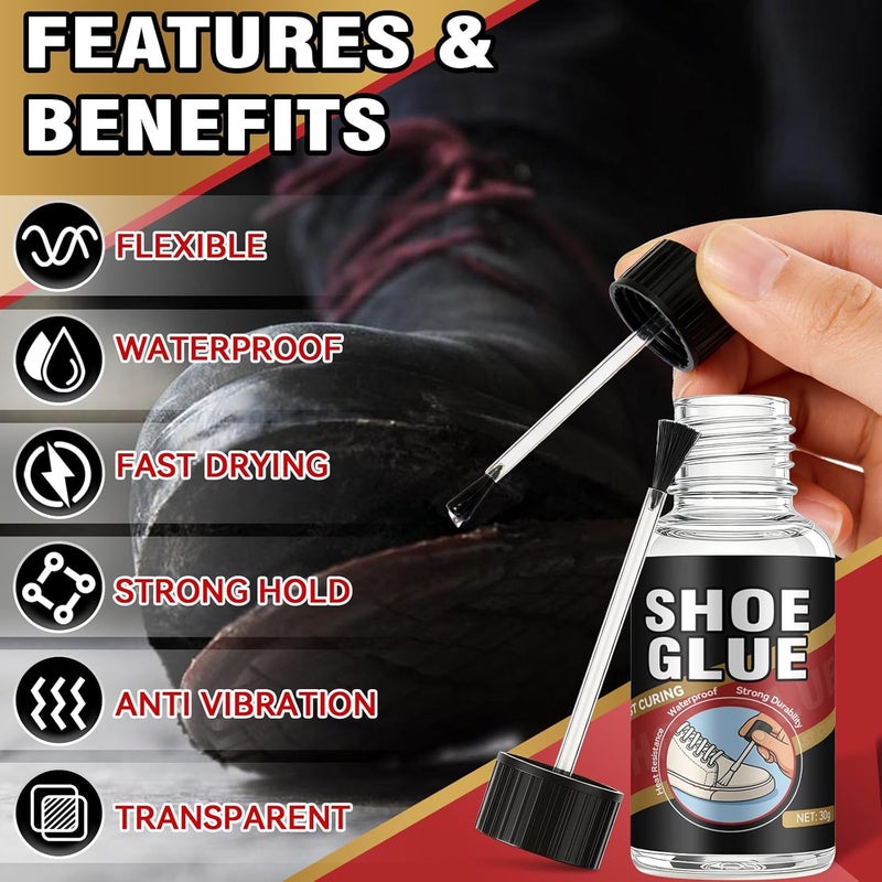 HORSEFISH TOOL Shoe Glue, Shoe Glue Sole Repair Kit, Professional Shoe Sole Glue for Shoe and Sole Repair, Shoe Repair Glue for Boots, Sneakers, Heels, Hiking Shoes, Leather, Sneakers, Waterproof Clear Flexible Precision processed material - Image 2