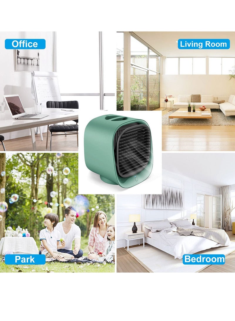 SYOSI Portable Air Conditioner Fan, Personal Space Air Cooler Mini Evaporative Cooler Fan, Mini Desk Fan with 3 Speeds LED Light,  Humidifier Misting Fan for Home Office Bedroom, Green  - Image 5