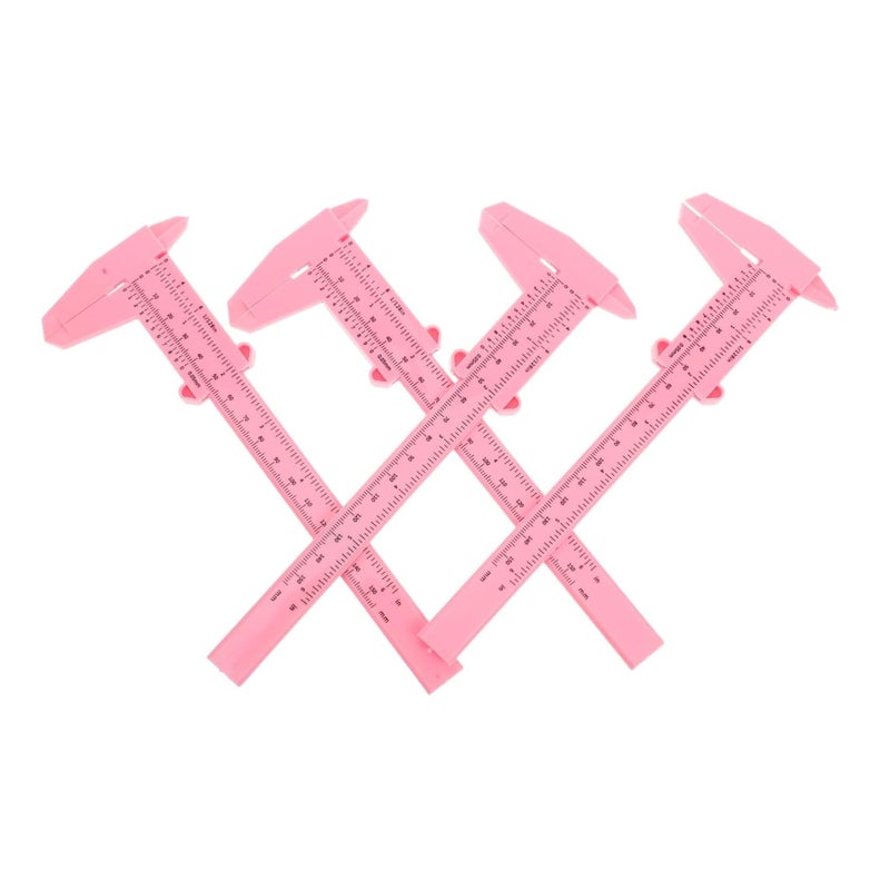 Ciieeo 4pcs 15cm 6 Inch Plastic Caliper Manual Measuring Tool for DIY Electronics Mechanics Pink - Image 1