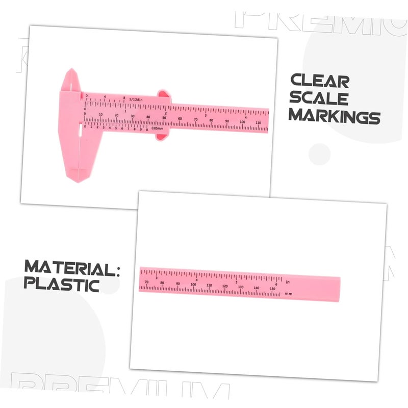 Ciieeo 4pcs 15cm 6 Inch Plastic Caliper Manual Measuring Tool for DIY Electronics Mechanics Pink - Image 4