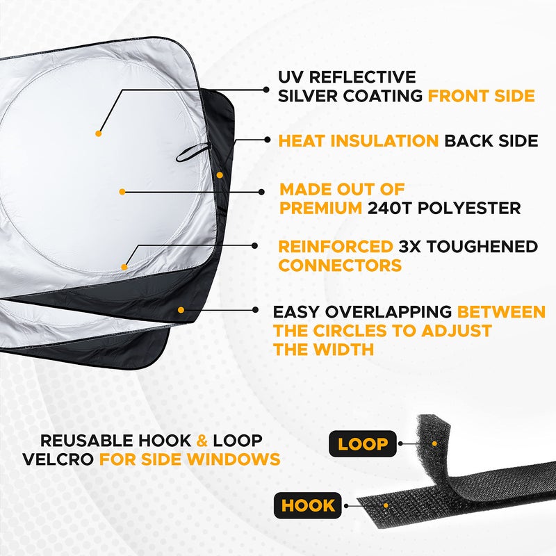 EcoNour Windshield Sun Shade for Semi Truck Windshield | Large Coverage Foldable Front Window Sunshade | Heavy Duty UV & Heat Reflective Sun Visor - Image 5