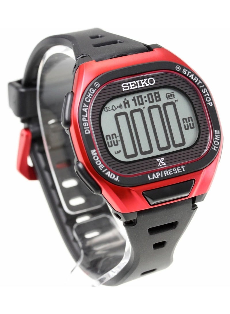 Seiko Prospex Solar Men’s Watch SBEF047, 43.7mm Red Digital Dial, Black Resin Strap, 100 m WR - Image 1