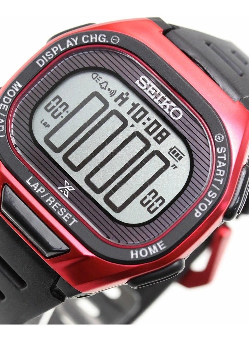 Seiko Prospex Solar Men’s Watch SBEF047, 43.7mm Red Digital Dial, Black Resin Strap, 100 m WR - Image 5