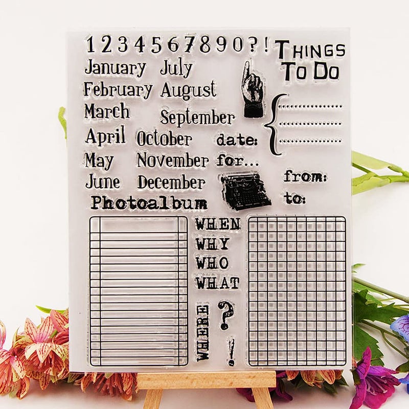NVZBL Month Date Number Clear Stamps Telephone Pattern Transparent Seal Stamps for Holiday Card Making Decoration and DIY Scrapbooking Album DIY Crafts - Image 1