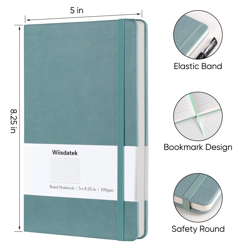 Wiisdatek Notebook Journal  Lined Hard Cover 100Gsm Premium Thick Paper With Inner Pocket For Writing Note Taking Office School 5""?8.25""(Lightblue) - Image 4