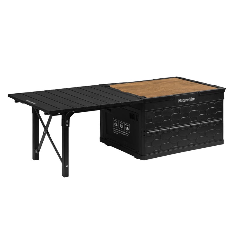 Naturehike Lispace Camping Table with Storage Box, 50L Collapsible Trunk Organizer with Lid, Folding Storage Bin for Camping Picnic Home - Image 1