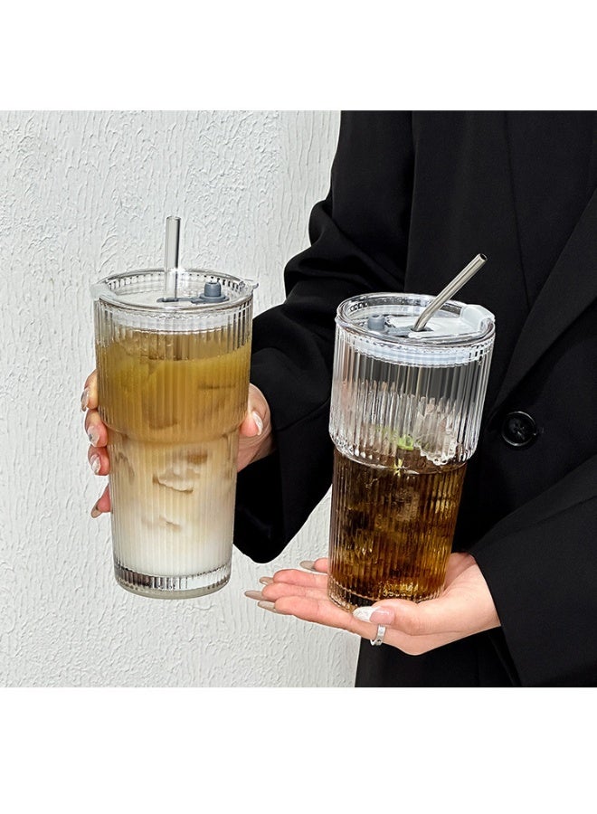 Glass Cups with Lids and Glass Straws, High Borosilicate 20OZ Tumblers (2Pcs) for Coffee, Tea, Juice, Smoothies, Hot/Cold Drinks at Home, Office - Image 4