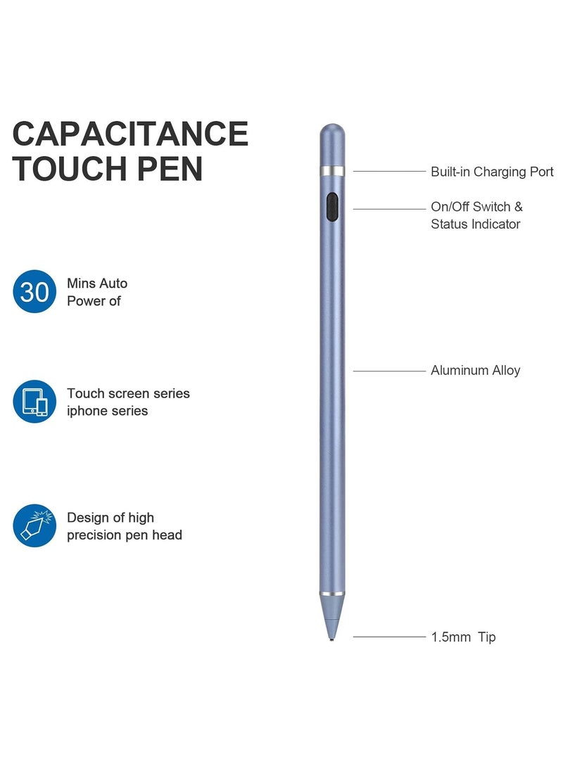 MIGOFAST - Active Stylus Pen Sky Blue fine Tip for iPad Apple iPhone Samsung Tablets on iOS and Android Capacitive Touchscreen Take-Note HandWritten Draw no lags Skipping Rechargeable - Image 1