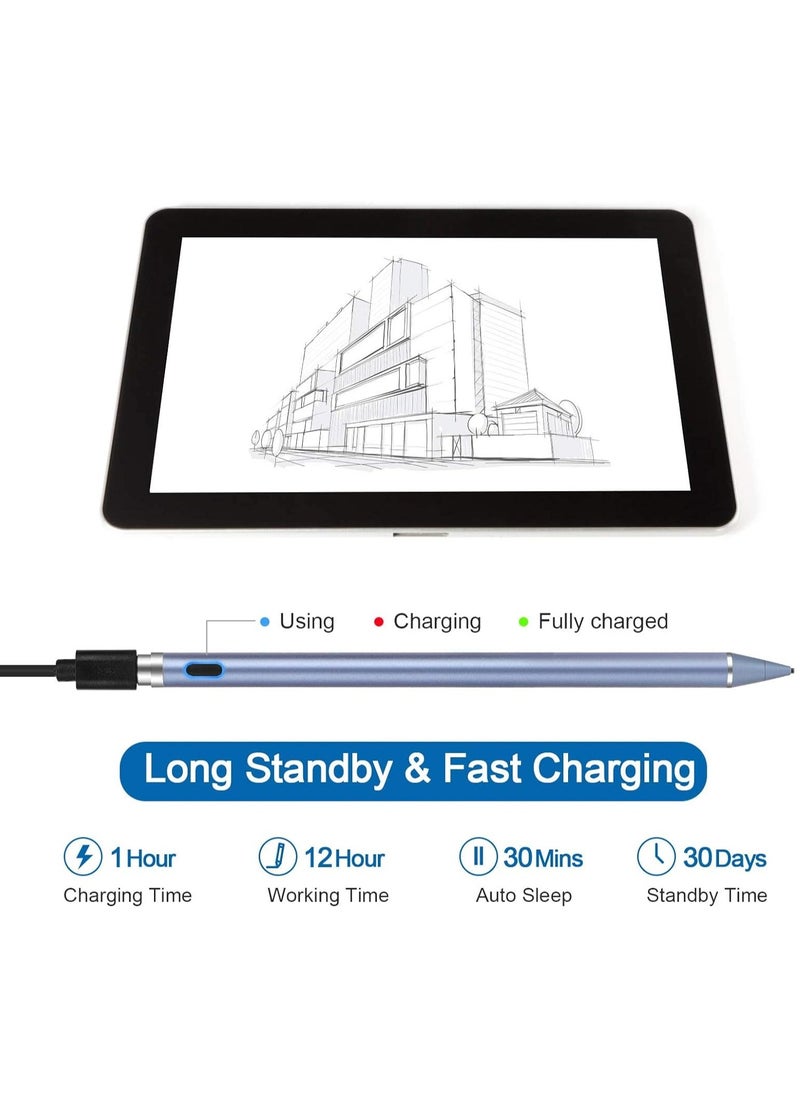 MIGOFAST - Active Stylus Pen Sky Blue fine Tip for iPad Apple iPhone Samsung Tablets on iOS and Android Capacitive Touchscreen Take-Note HandWritten Draw no lags Skipping Rechargeable - Image 1
