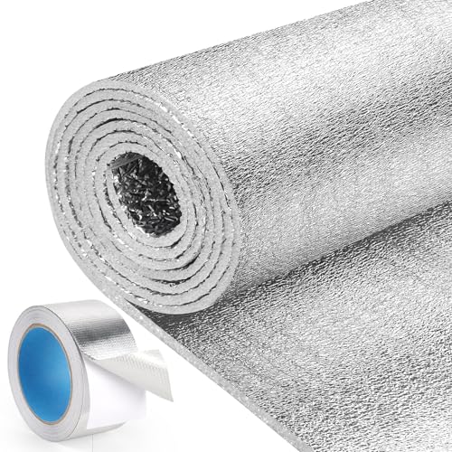 HADOR Window Insulation for Winter, Reflective Insulation Roll 24 in X 10 Feet, Double-Sided Aluminum Foam Core Radiant Barrier Kit with Tape for RV Windows Door - Image 1