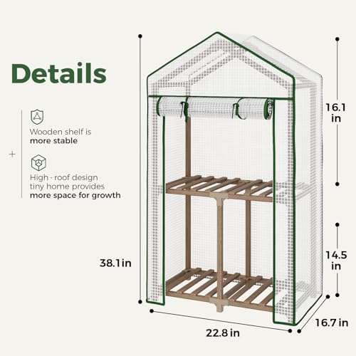 Bamworld Mini Greenhouse Indoor Outdoor 2Tierd Reusable Portable Warm House with PE Cover Compact Garden and Backyards Portable Rack with Sturdy Eucalyptus Frame WinterProof for Plant Protection - Image 3