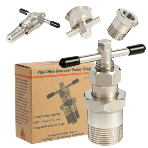 Wells Olive Remover Puller Tool for 1/2 inch 1 inch Plumbing Tools Compression Sleeve Puller Tool 303 Stainless Pipe Olive Puller Ferrule Puller - Image 1