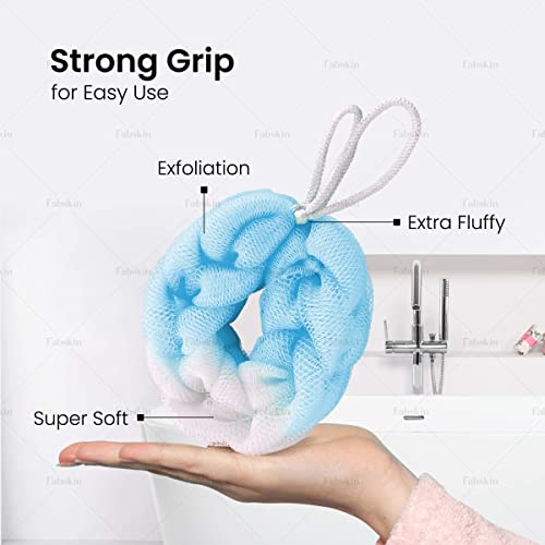 Fabskin Luxury Back Scrubber Loofah Belt for Bathing For Men and Women - Strechable 9 Knots Bath Sponge (BLUE) - Image 5