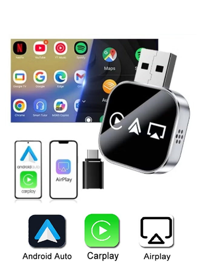 Digisand 3 In1 Wireless Carplay Adapter Smart Mirror Link Carplay Android Auto AirPlay USB Dongle Adapter Wired Carplay To Wireless Plug And Play - Image 1