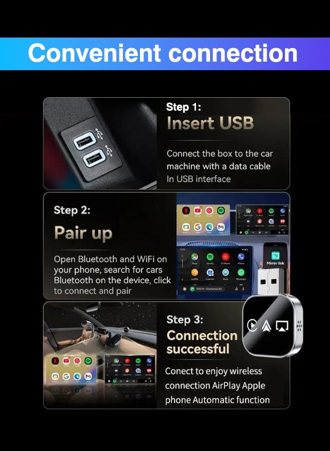 Digisand 3-in-1 Wireless Carplay Adapter,apple carplay wireless Smart Mirror Link Carplay Android Auto AirPlay USB carplay Dongle iPhone carplay Adapter Wired Carplay To Wireless Plug And Play Car play - Image 5