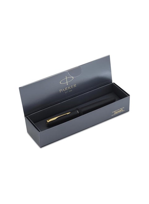 Parker Frontier Matte Black (Gold Nib) GT Fountain Pen, 1 Count (Pack of 1) (9000020642)
