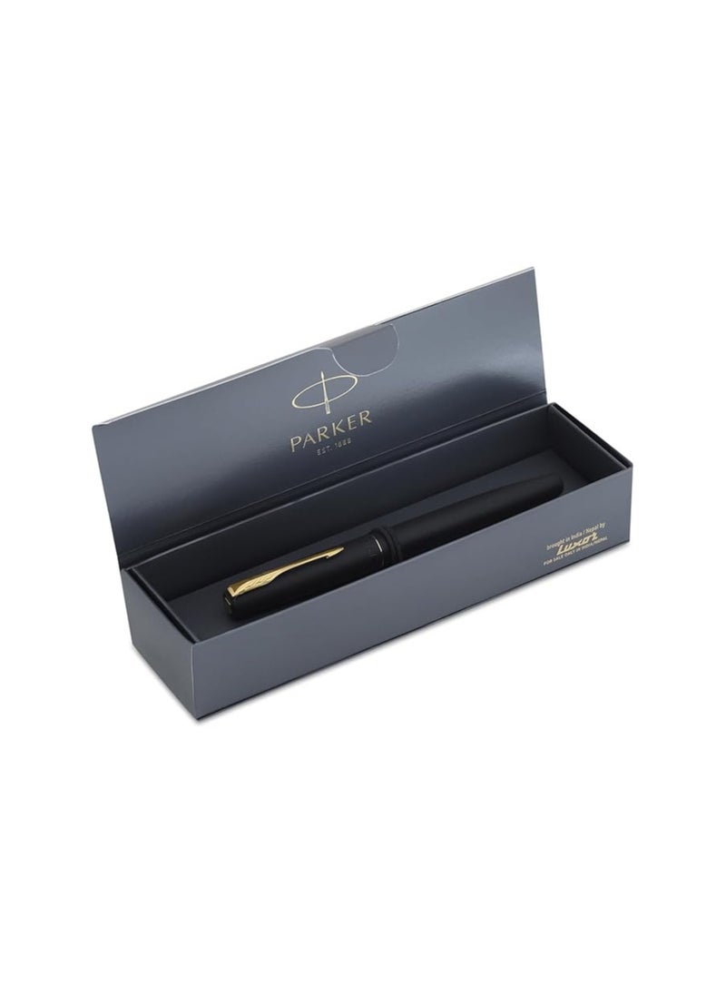 Parker Frontier Matte Black (Gold Nib) GT Fountain Pen, 1 Count (Pack of 1) (9000020642)
